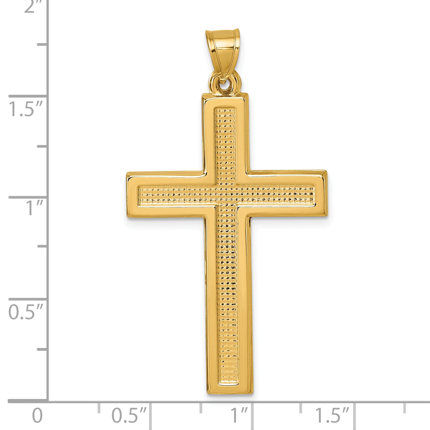 14k Polished And Textured Cross Pendant