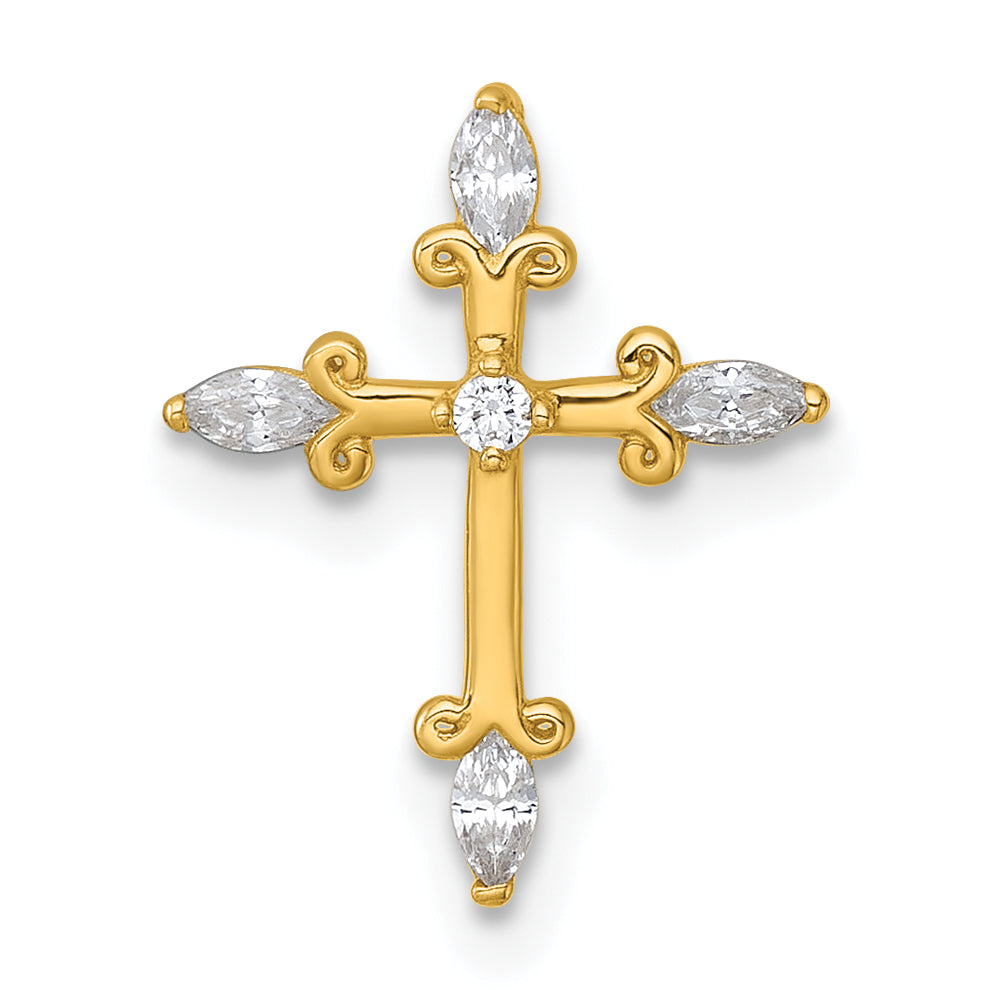 14k Polished Fancy CZ Cross Chain Slide