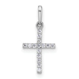 14k White Gold Polished CZ Cross Pendant