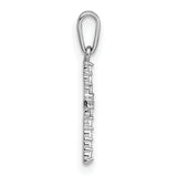 14k White Gold Polished CZ Cross Pendant