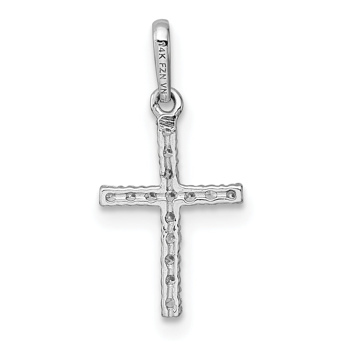14k White Gold Polished CZ Cross Pendant