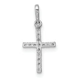 14k White Gold Polished CZ Cross Pendant