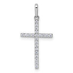 14k White Gold Polished CZ Cross Pendant