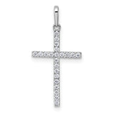 14k White Gold Polished CZ Cross Pendant
