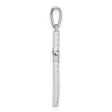 14k White Gold Polished CZ Cross Pendant