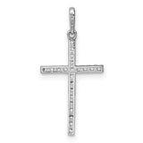 14k White Gold Polished CZ Cross Pendant