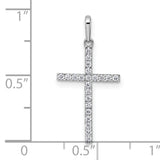 14k White Gold Polished CZ Cross Pendant