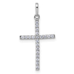 14k White Gold Polished CZ Cross Pendant