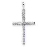 14k White Gold Polished CZ Cross Pendant
