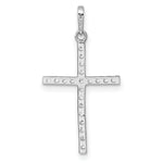 14k White Gold Polished CZ Cross Pendant