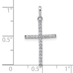 14k White Gold Polished CZ Cross Pendant