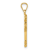 14k Polished Fleur de Lis Cross Pendant