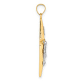 14k with White Rhodium Polished INRI Crucifix Cross Pendant