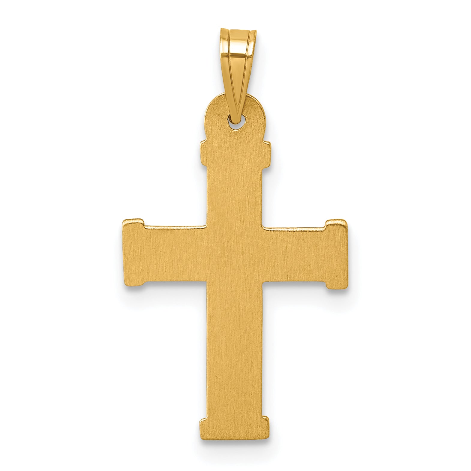 14k w/ White Rhodium Polished INRI Crucifix Cross Pendant
