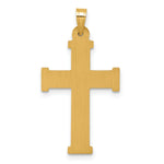 14k with White Rhodium Polished and Textured INRI Crucifix Cross Pendant
