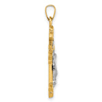 14k with White Rhodium Polished INRI Crucifix Cross Pendant