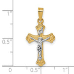 14k with White Rhodium Polished INRI Crucifix Cross Pendant