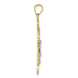 14k w/ White Rhodium Fleur de Lis INRI Crucifix Cross Pendant