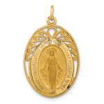 14k Polished and Satin Miraculous Medal in Frame Oval Pendant