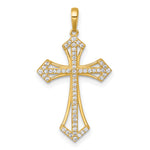 14k Polished Fancy CZ Cross Pendant