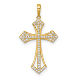14k Polished Fancy CZ Cross Pendant