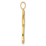 14k Polished Fancy CZ Cross Pendant