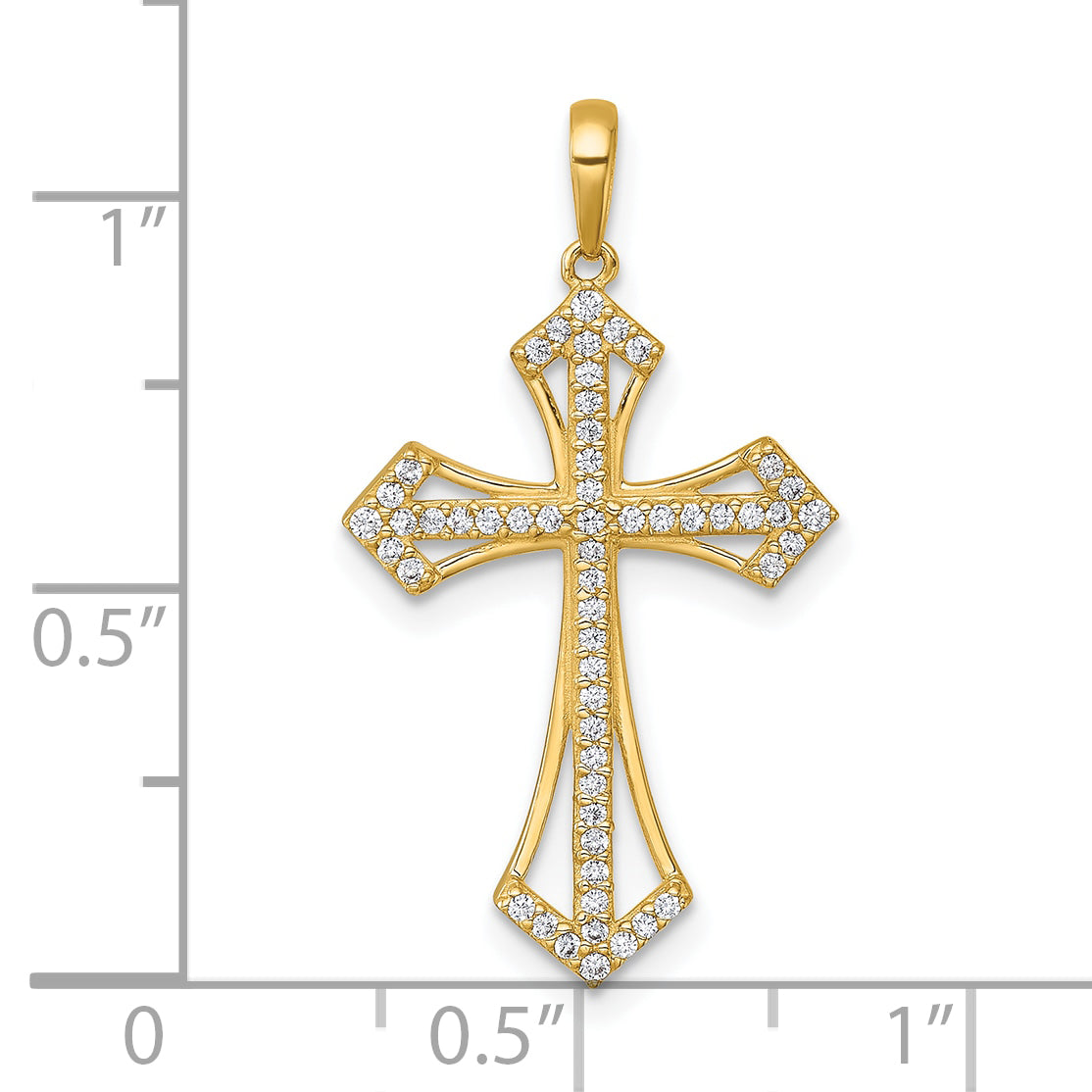 14k Polished Fancy CZ Cross Pendant