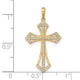 14k Polished Fancy CZ Cross Pendant