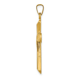14K Two-Tone Hollow Cross w/Drape Pendant