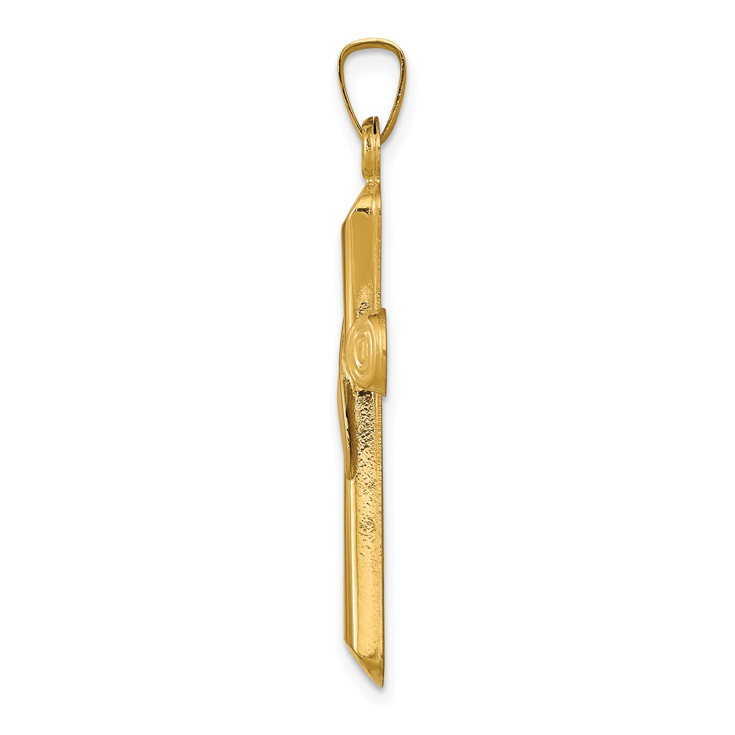 14K Two-Tone Hollow Cross w/Drape Pendant