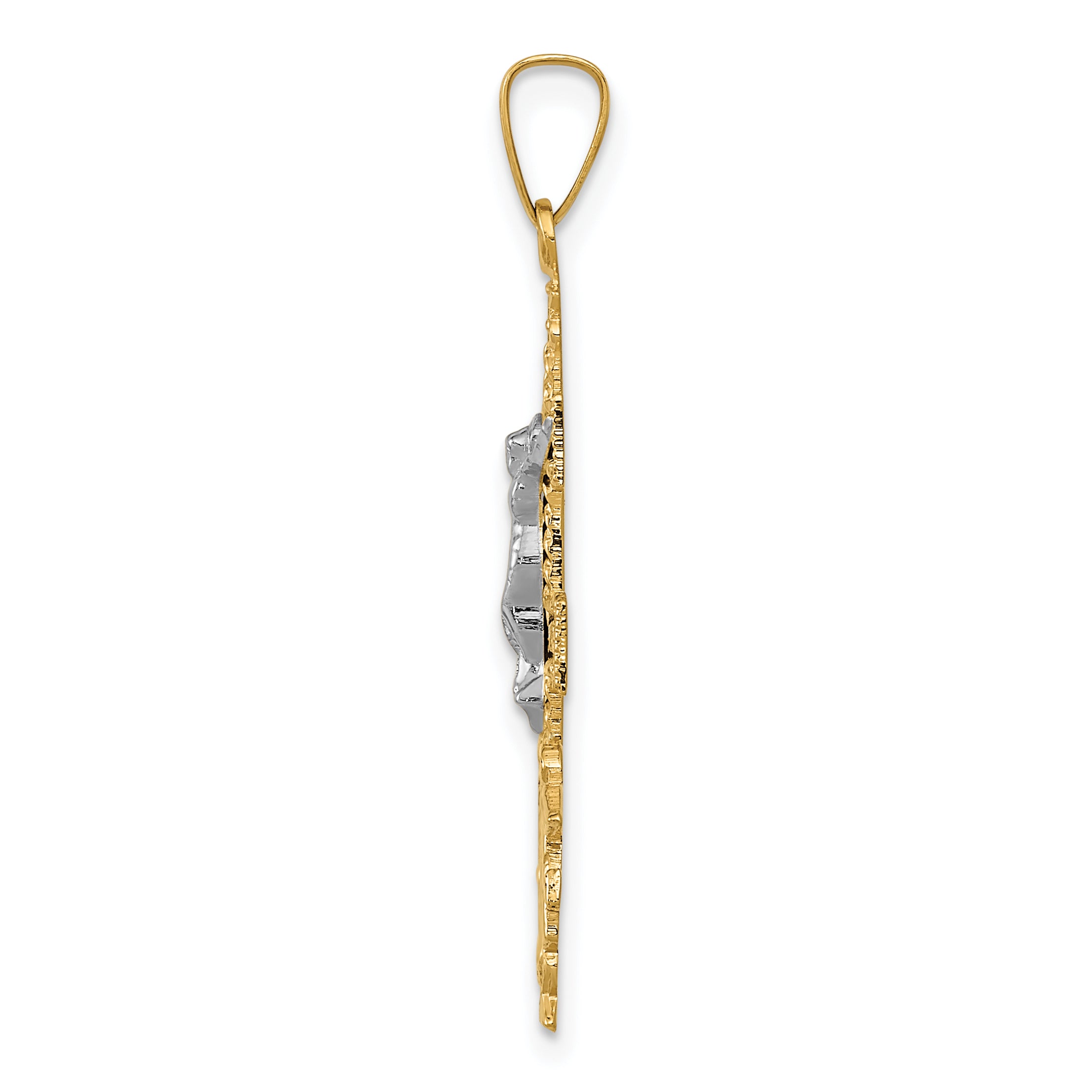 14k Two-tone Cara Vaca Crucifix Pendant