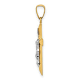 14k Two-tone INRI Hollow Crucifix Pendant