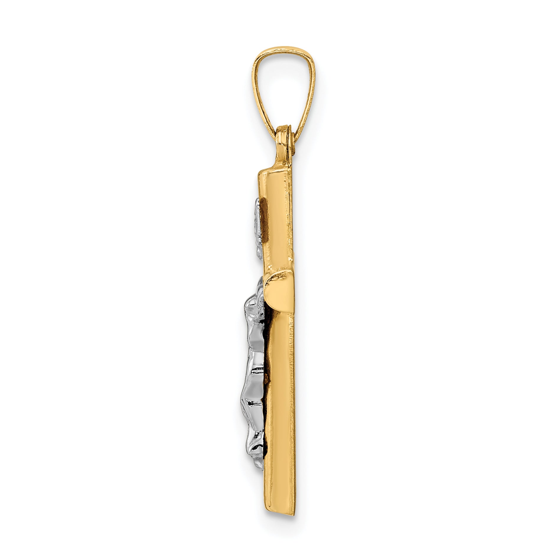 14k Two-tone INRI Crucifix Pendant