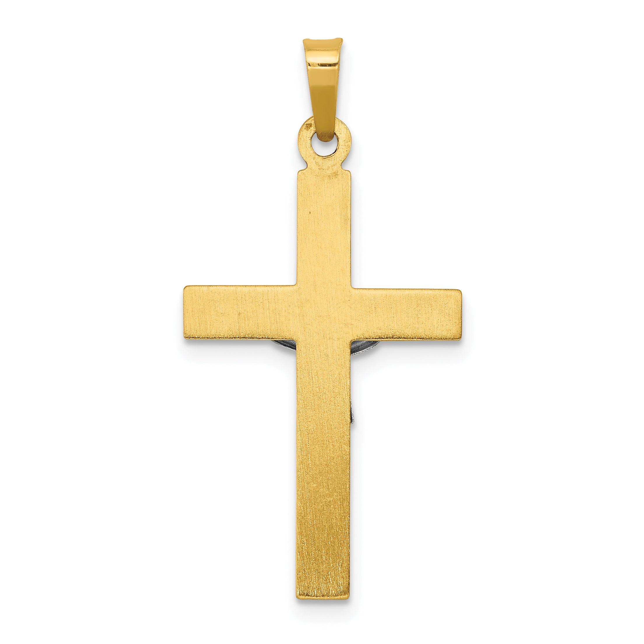 14k Two-tone INRI Hollow Crucifix Pendant
