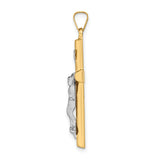14k Two-tone INRI Hollow Crucifix Pendant