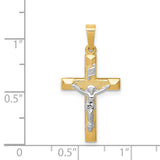 14k Two-tone INRI Hollow Crucifix Pendant