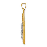 14k Two-tone INRI Hollow Crucifix Pendant