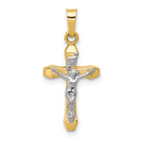 14k Two-tone INRI Hollow Crucifix Pendant
