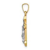 14k Two-tone INRI Hollow Crucifix Pendant