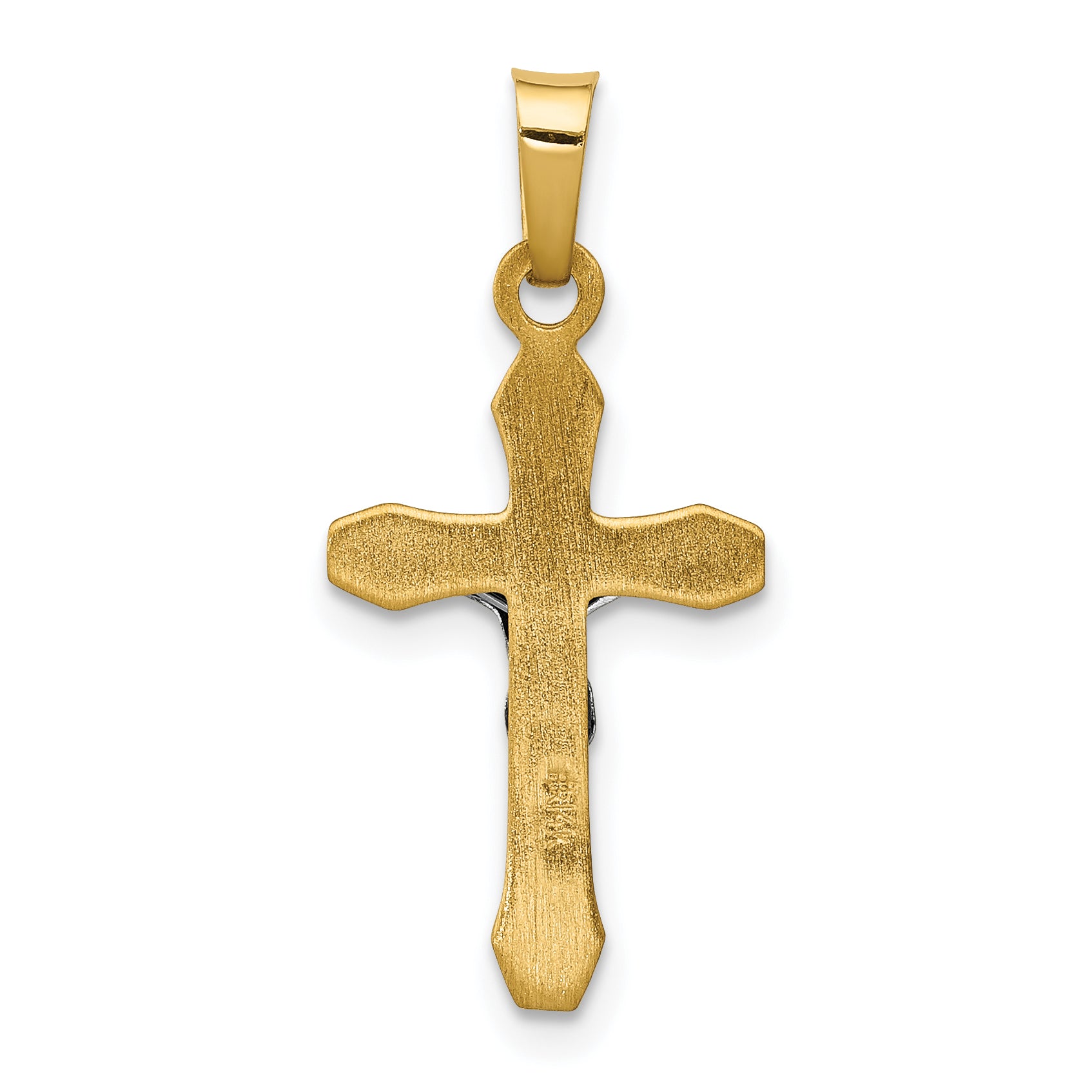 14k Two-tone INRI Hollow Crucifix Pendant
