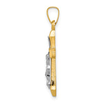 14k Two-tone INRI Hollow Crucifix Pendant