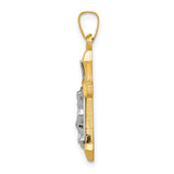 14k Two-tone INRI Hollow Crucifix Pendant