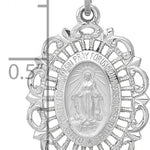 14k White Gold Miraculous Medal Solid Charm