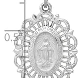14k White Gold Miraculous Medal Solid Charm