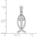 14k White Gold Cross Ichthus Fish Pendant
