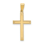 14k Polished Laser Etched Cross Charm