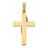 14K Two-Tone Hollow Cross w/Drape Charm