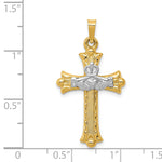 14k Two-tone Claddagh Cross Pendant
