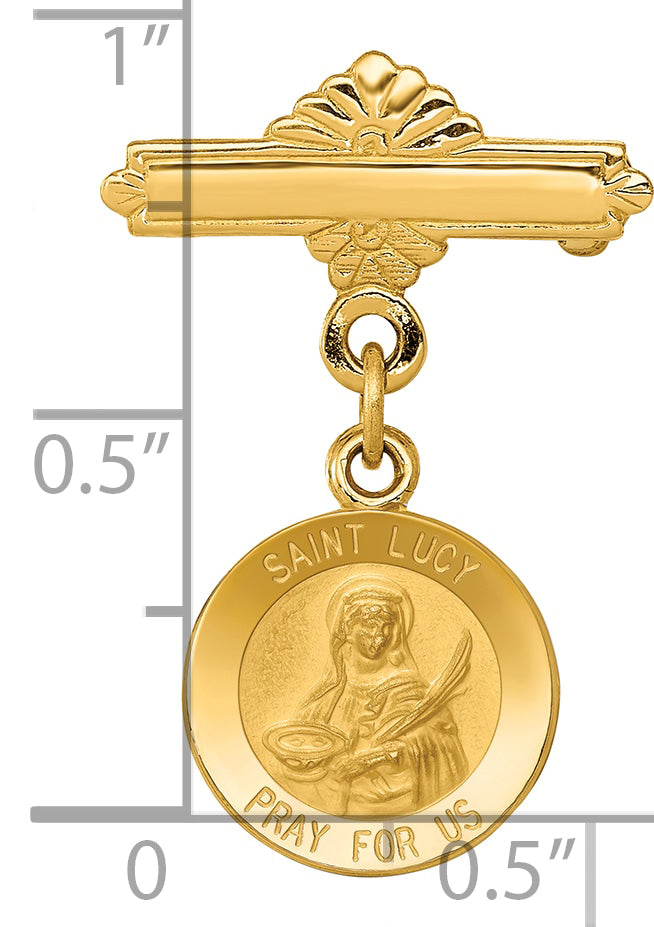 14k Saint Lucy Medal Pin