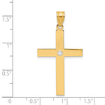 14k Polished .02ct. Diamond Cross Pendant